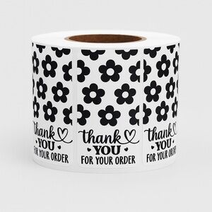 100 Floral Soft Edge Rectangle Thank You Stickers | thank you for your order
